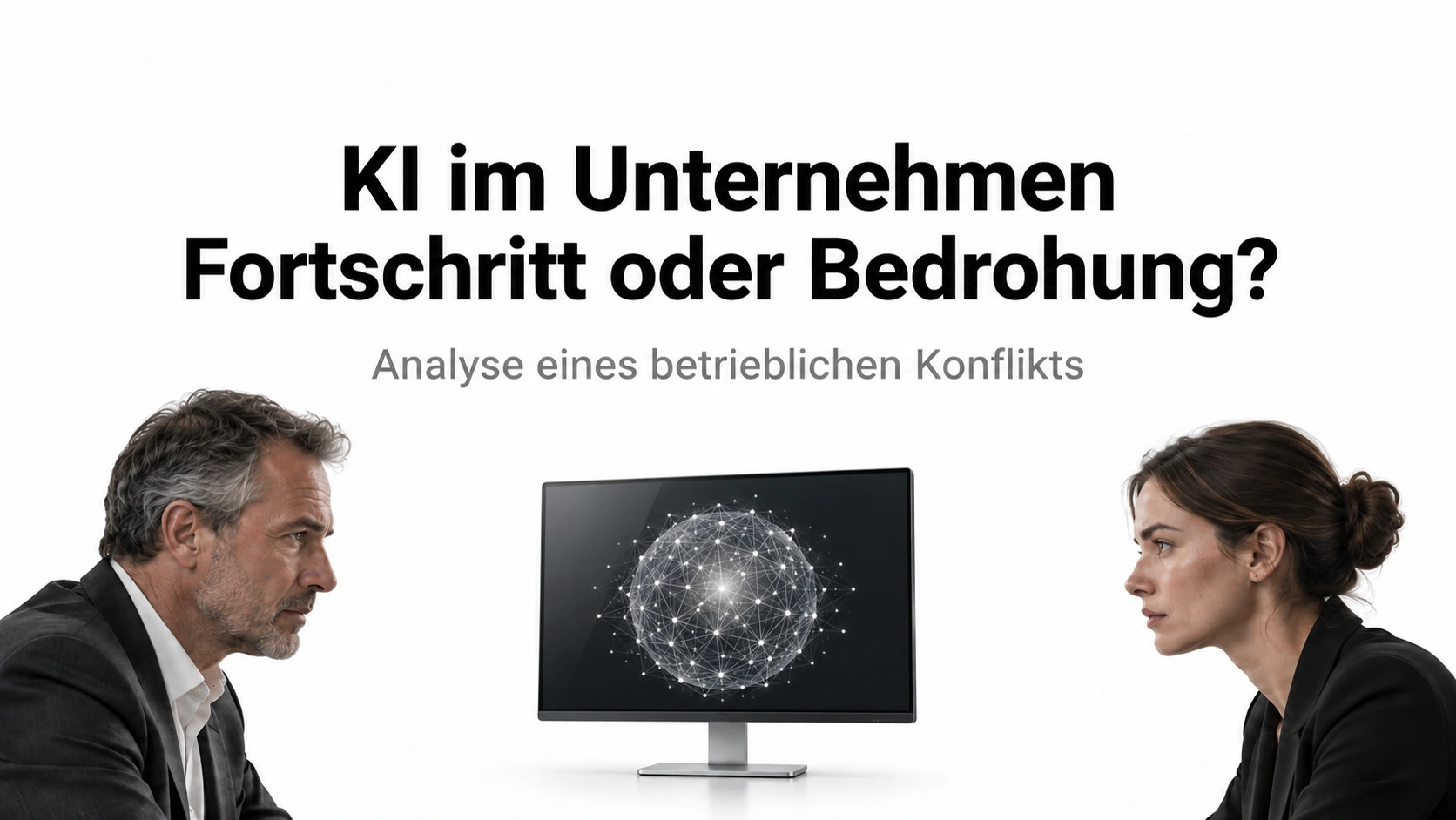 Titelfolie: KI im Unternehmen – Fortschritt oder Bedrohung?